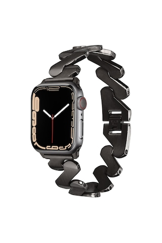 Watch 44mm Kordon Uyumlu Krd-80 Metal Strap Kayış İktk- Siyah