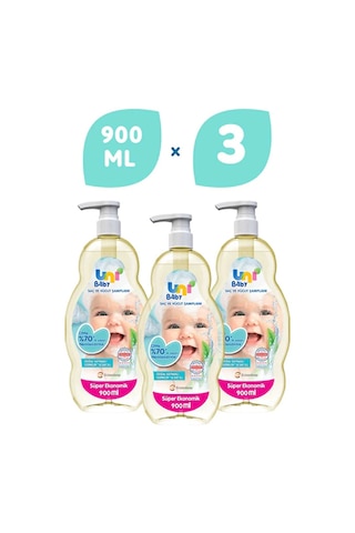 Uni Baby Bebek Saç ve Vücut Şampuanı 3 x 900 ML
