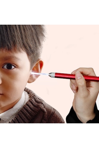 Xindoker Kızaklı Kırmızı Plastik Bebek Kulak Temizleme Aleti - Işıklı Görünür Kulak Çatalı Pil Yok 2 Modeli
