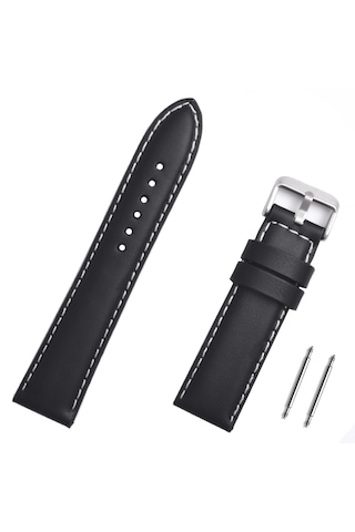24mm Siyah Bombeli Saat Kordonu Antialerjik Kayış