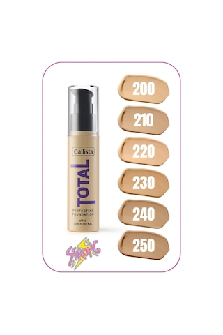 Callista Total Perfecting Spf 15 Yoğun Kapatıcı Mat Bitişli Fondöten - 220 Natural Beige - Açık Bej