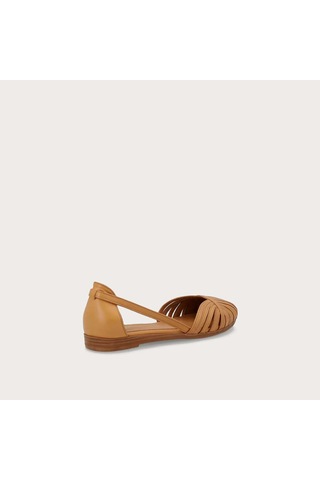 Caramello Sandalet Kadın 03m4 Frau Leather Caged Ballet Flats Wıth Thın Straps Turuncu