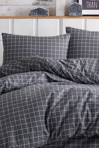 Kolay Ütülenir Nevresim Takımı Tek Kişilik Mini Kare Antrasit