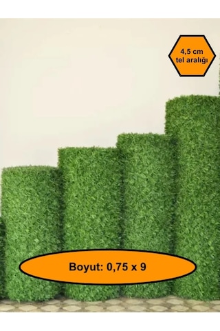 0.75x9 Metre Çim Çit. Bahçe Çiti. Dekoratif Telli Çit. Yapay Çim Çit
