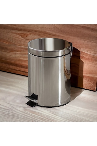 5 Litre Paslanmaz 2'li Banyo Seti Pedallı Çöp Kovası Wc Klozet Tu Gri