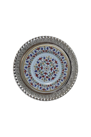 Armada Çini Prt 35 25 Cm Sarı Altın Yaldızlı Lale Karanfil Desen