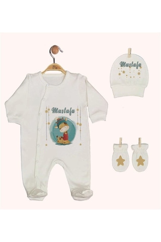 Pia Baby Gl 1934-02 İsme Özel Beşli Tulum Set Krem