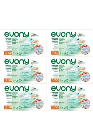 Evony Yumuşak Elastik Kulaklı Cerrahi Maske 300 Adet