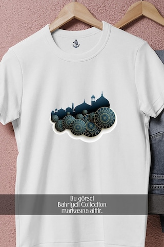 Oversize İslam Ve Müslümanlık Sembol Tasarımlı Unisex T-shirt Beyaz