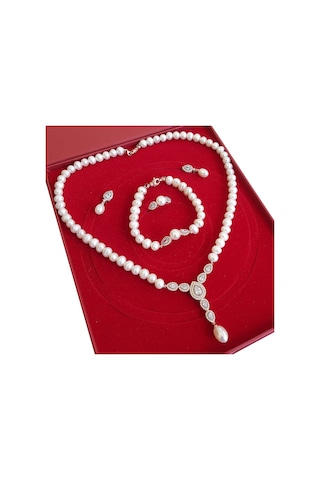 Chavin Inci Rose Gümüş Kolye Küpe Bileklik Yüzük Takım Set Ei71Rs 483195994