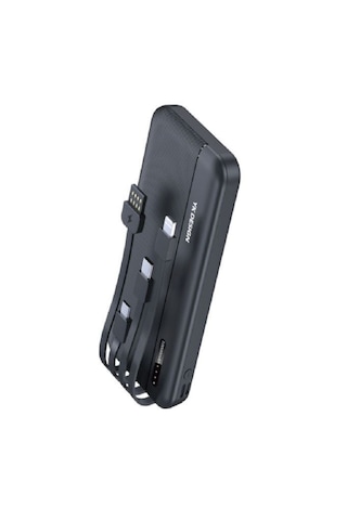 Go İthalat 10000 Mah Micro Type-c Usb Lightning 4 Kablolu Hızlı Kablosuz Şarj Powerbank Black