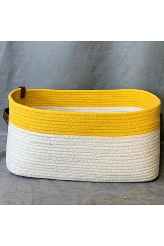 Uretti - Fatma 7987 - El Yapımı Doğal Ve Modern Dekoratif Dolap İçi Düzenleyici Sepet / Organizer Sarı