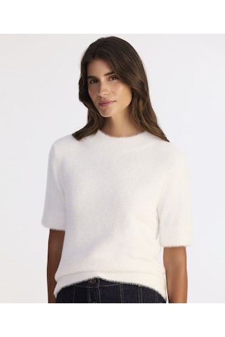 Yargıcı Regular Dik Yaka Kısa Kol Kazak 25kktr2049x 002 Beyaz