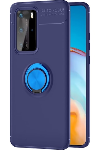 Huawei P40 Pro Kılıf Yüzüklü Tam Korumalı Silikon Kapak
