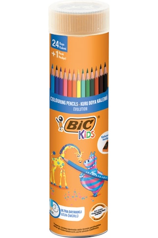 Bic Kids Evolution Metal Tüp Kuru Boya Kalemi 24 + 1'li