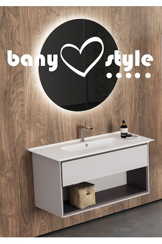 Turkuaz Dolap Uyumlu Etajerli Lavabo,blue 80 x 47 CM