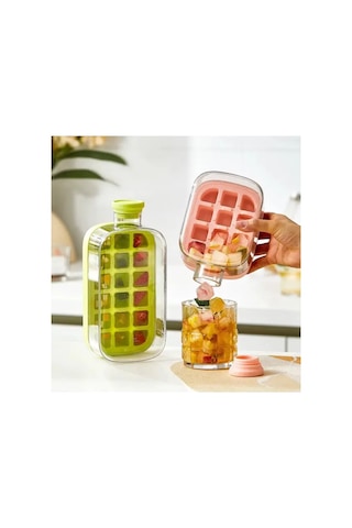 Mucit Home 1000 Ml Buz Kalıbı Pipetli Matara Soğuk İçecek Şişesi Buzluklu Suluk Renkli