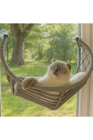 Hilal Kedi Cam Yatağı & Cam Askılı Vantuzlu Kedi Yatağı