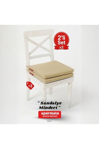 2'li Sandalye Minderi 40x40 Cm Fermuarlı Su İtici Leke Tutmaz Bağcıklı Bahçe Balkon Minderi Seti Çok Renkli