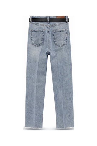 5in1Canpolat Açık Mavi Kemerli Likralı Boyfit Jean 2004 Açık  Mavi