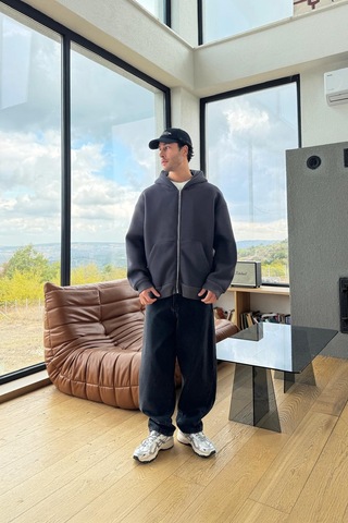 Flaw Basic Zip Hoodie Füme Füme