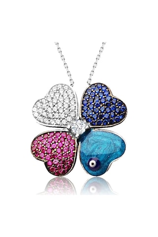 Gümüş Yonca Kolye Şans Kolyesi Sevgiliye Hediye Wsn51