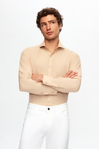 D'S Damat Ds Damat Slim Fit Bej Italyan Yaka Dar Kesim Klasik Kravatlık Uzun Kollu Kolay Ütülenebilir Nefes A 2HF02ORT5185 Bej