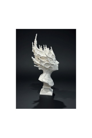 Gotik Kraliçe Büstü - 3d Baskı Fantastik Elf Taçlı Heykel