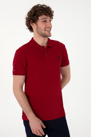 U.S. Polo Assn. Erkek Slim Fit Polo Yaka Bordo Basic Tişört 50298041-VR014