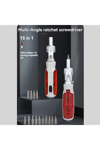 Suofeng 15'li Manyetik Ratchet Tornavida Seti - Çok Fonksiyonlu, Gizli Uçlar, Ergonomik Abs Kolu, Mavi Renk