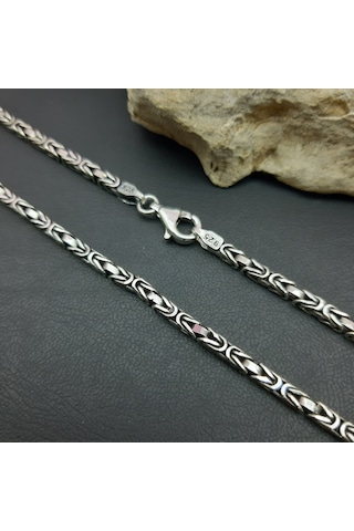 925 Ayar Gümüş Kare Kral Kolye 2.8 Mm Gümüş