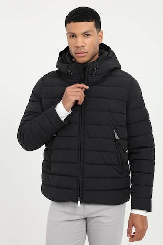 Dufy Erkek Slim Fit Kapüşonlu Siyah Mont-25295