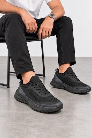 Ht Hotin Cipher Erkek Bağcıklı Günlük Sneaker Spor Ayakkabı - Siyah