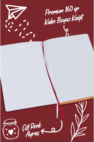 Victoria's Journals Bujo Süet Defter 96 Yaprak A5 160 Gr. Çizgili