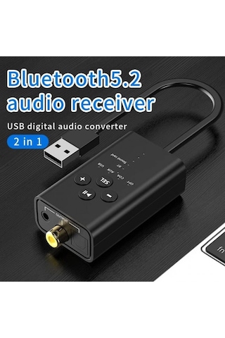5.2 Bluetooth Ses Alıcısı Pc İçin Fiber Koaksiyel Aux Çıkışlı Dijital Dönüştürücü