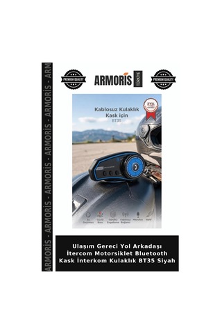 Ulaşım Gereci Yol Arkadaşı İtercom Motorsiklet Bluetooth Kask İnterkom Kulaklık Bt35 Siyah