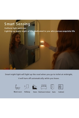 Pazly Akıllı Sensörlü Gece Lambası Led Gövde Kızılötesi Tip-c Beyaz Renk Diğer