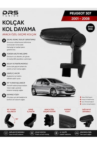 Peugeot 307 2001 - 2008 Kolçak Kol Dayama Siyah