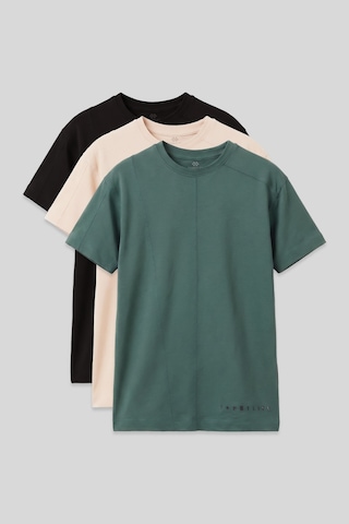 Basic Oversize O Yaka 3lü Paket Siyah-bej-açık Yeşil Erkek Çocuk T-shirt - 11297 Siyah-bej-kaktüs
