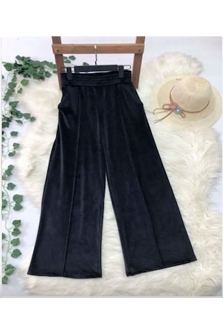 Lovie Moda Kadın Kadife Çımalı Eşofman Alt Siyah