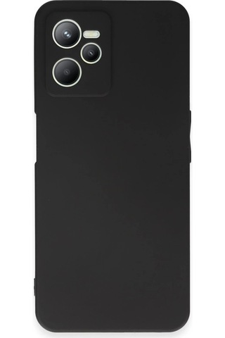 Realme C35 Kılıf First Silikon - Siyah Düz Renkli