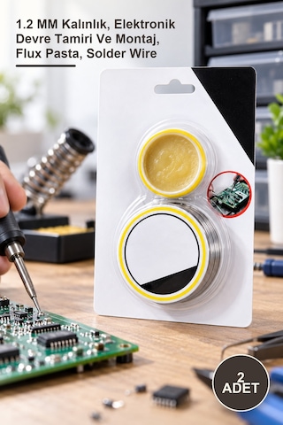 2 Adet Lehim Teli Ve Pasta Seti 1.2 Mm Kalınlık, Elektronik Devre Tamiri Ve Montaj, Flux Pasta, Solder Wire