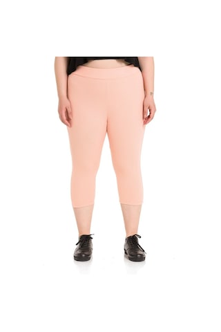 Büyük Beden Fitilli Karyoka Dikişli Diz Altı Somon Tayt