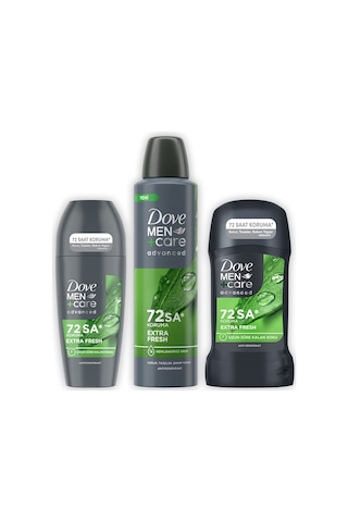 Dove Men +care Advanced Erkek Deodorant Extra Fresh 150 Ml + Roll On 50 Ml + Stick 50 Ml