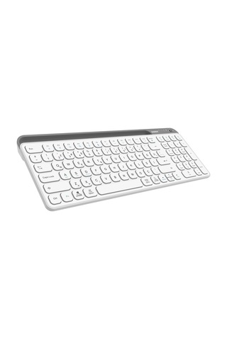 Kb-bt90 Beyaz/gri Bluetooth+ 2.4ghz Telefon Tablet Standlı Şarjlı Q Mac/win/android/ıos Uyumlu Kablosuz Klavye