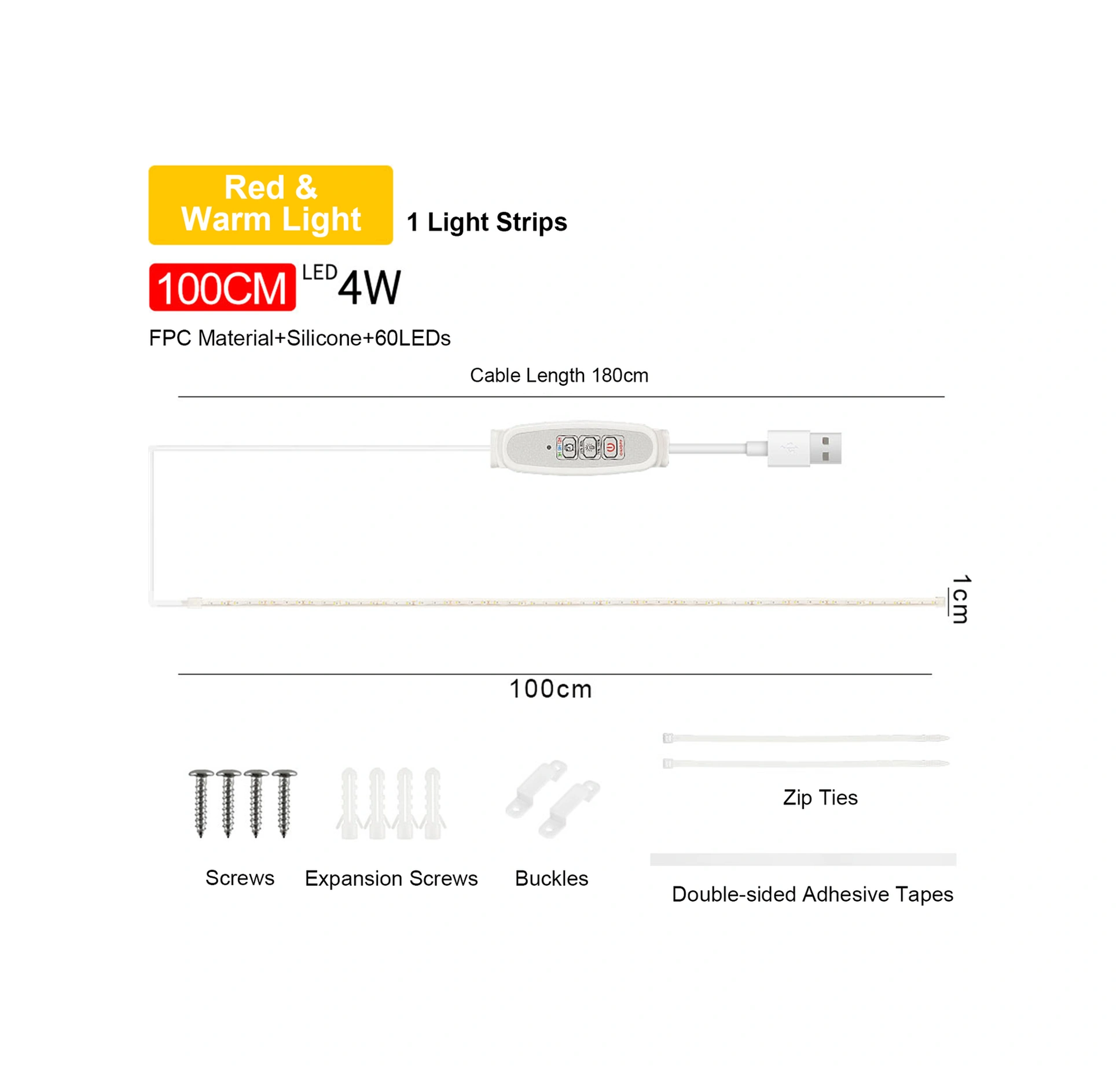 Dianziye Bitki Büyüme Led Işığı Kırmızı Islak Işık 3/9/12 Saat Akıllı Zamanlama 4 Seviye Parlaklık Usb Plug & Play 100cm