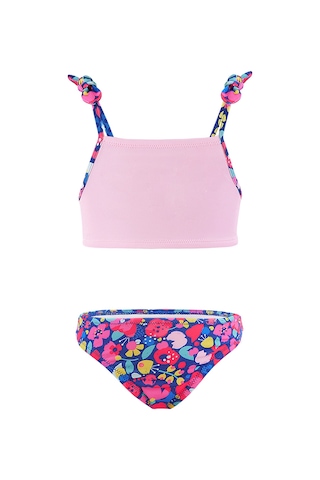 Denokids Çiçekli Kedi Kız Çocuk Bikini Çok Renkli