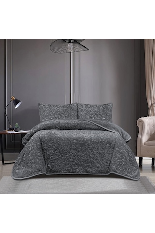 Soft Battaniye Çift Kişilik 220 X 240 Antrasit Yastık Kılıfı Hediyeli Antrasit