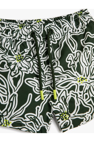 Koton Mayo Beli Bağlamalı Floral Desenli Rahat Kesim File Astarlı Haki Desenli 3skb00040bw Haki Desenli