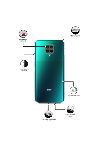 Xiaomi Redmi Note 9s Tıpalı Kamera Korumalı Şeffaf Premier Kılıf
